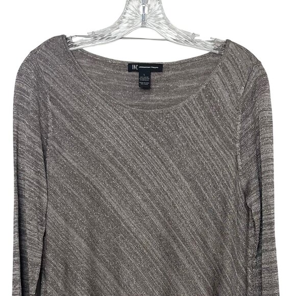 INC International Concepts Metallic Asymmetrical Hem Shirt Womens Large New - Picture 3 of 8